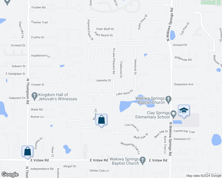 map of restaurants, bars, coffee shops, grocery stores, and more near 712 North Lake Pleasant Road in Apopka