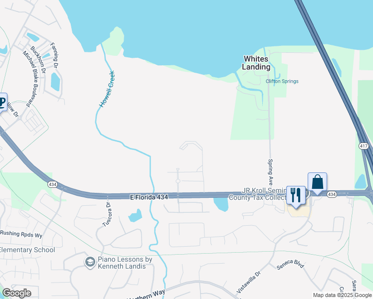 map of restaurants, bars, coffee shops, grocery stores, and more near 1886 Spring Pond Point in Winter Springs