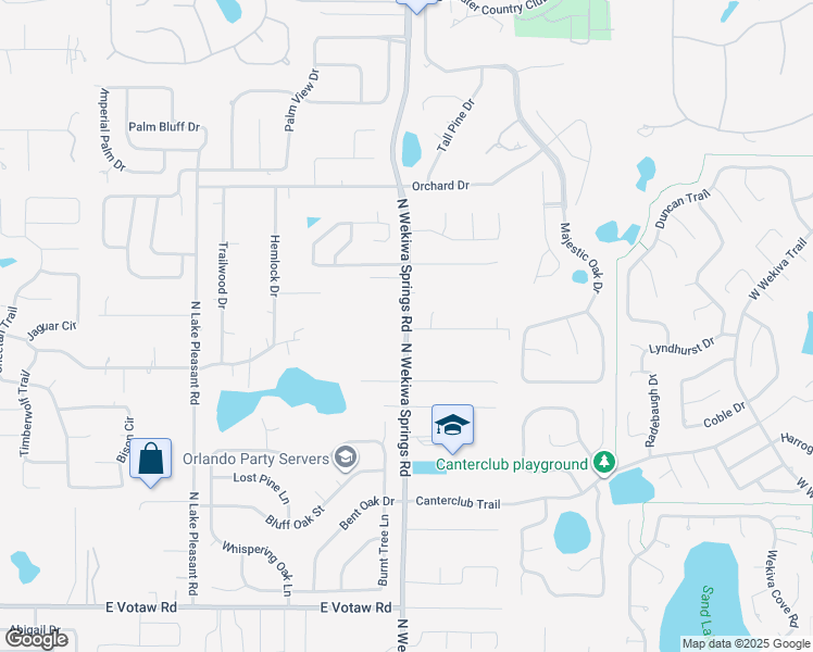 map of restaurants, bars, coffee shops, grocery stores, and more near 700 North Wekiwa Springs Road in Apopka