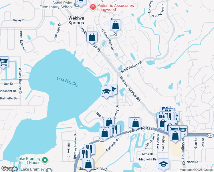 map of restaurants, bars, coffee shops, grocery stores, and more near 194 South Shadowbay Boulevard in Longwood