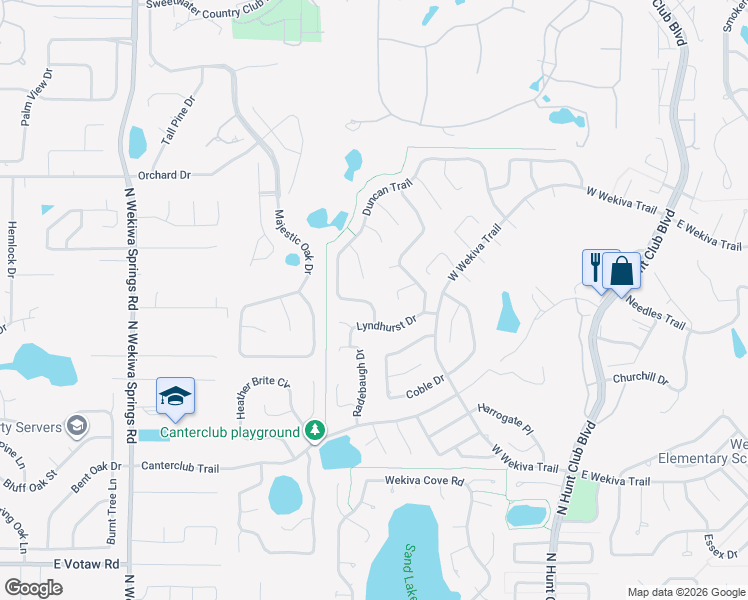 map of restaurants, bars, coffee shops, grocery stores, and more near 236 Duncan Trail in Longwood