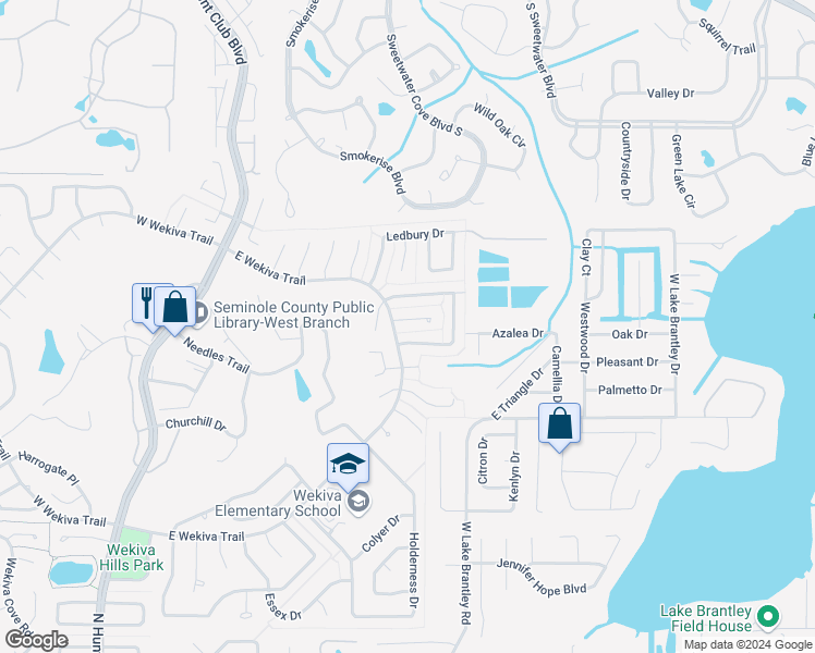 map of restaurants, bars, coffee shops, grocery stores, and more near 103 Donnington Court in Longwood