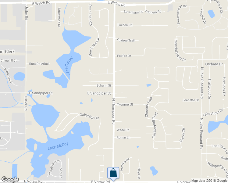 map of restaurants, bars, coffee shops, grocery stores, and more near 824 North Thompson Road in Apopka