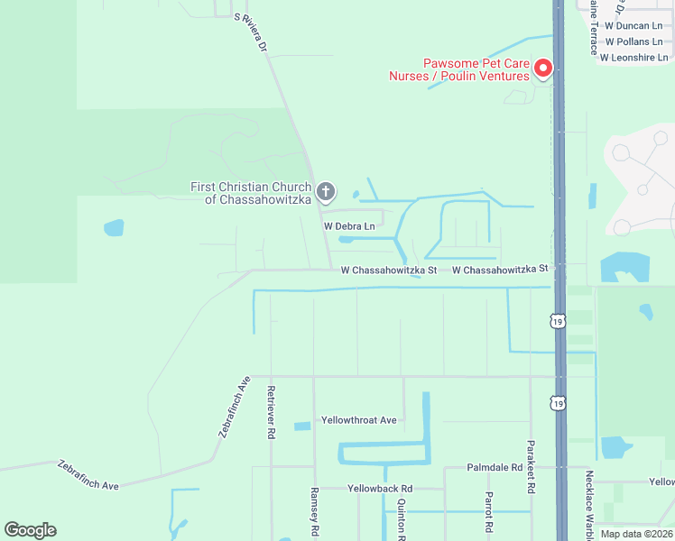 map of restaurants, bars, coffee shops, grocery stores, and more near 7842 West Chassahowitzka Street in Homosassa