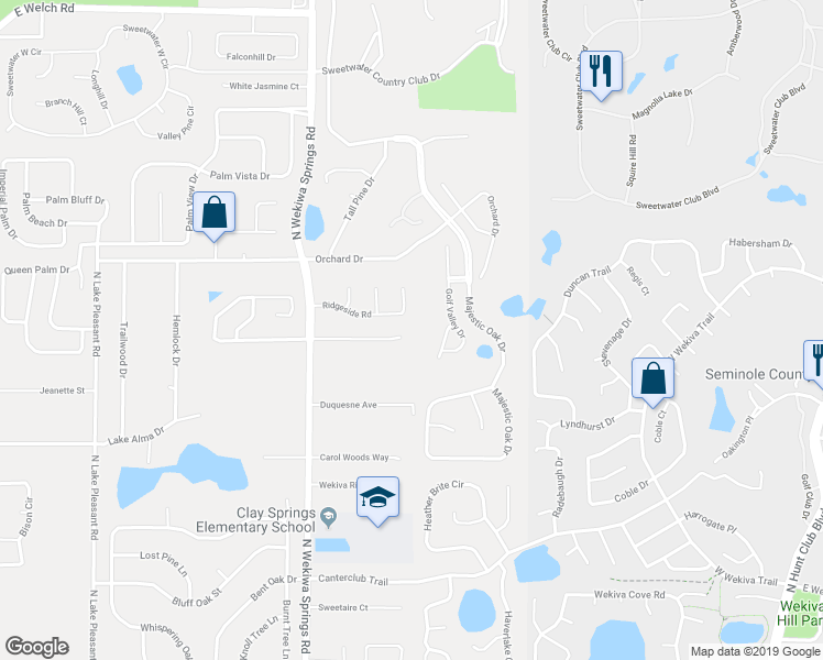 map of restaurants, bars, coffee shops, grocery stores, and more near 905 Ridgeside Court in Apopka