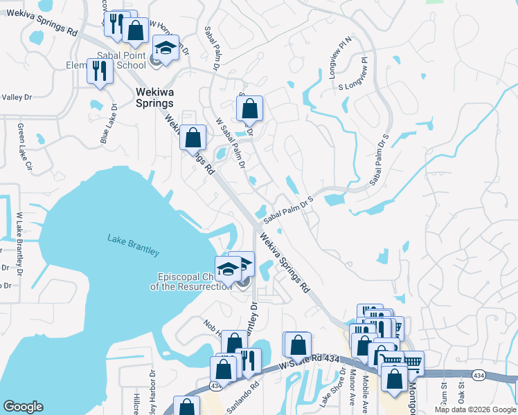 map of restaurants, bars, coffee shops, grocery stores, and more near 470 South Pin Oak Place in Longwood