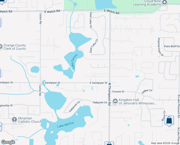 map of restaurants, bars, coffee shops, grocery stores, and more near 915 Suhumi Street in Apopka
