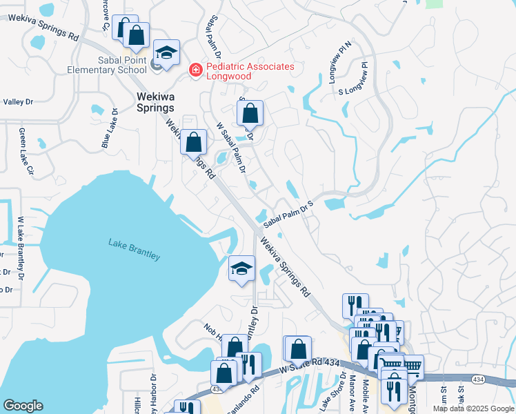 map of restaurants, bars, coffee shops, grocery stores, and more near 470 South Pin Oak Place in Longwood