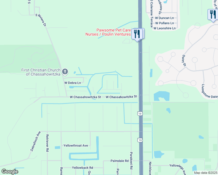 map of restaurants, bars, coffee shops, grocery stores, and more near 11365 South Ann Point in Homosassa
