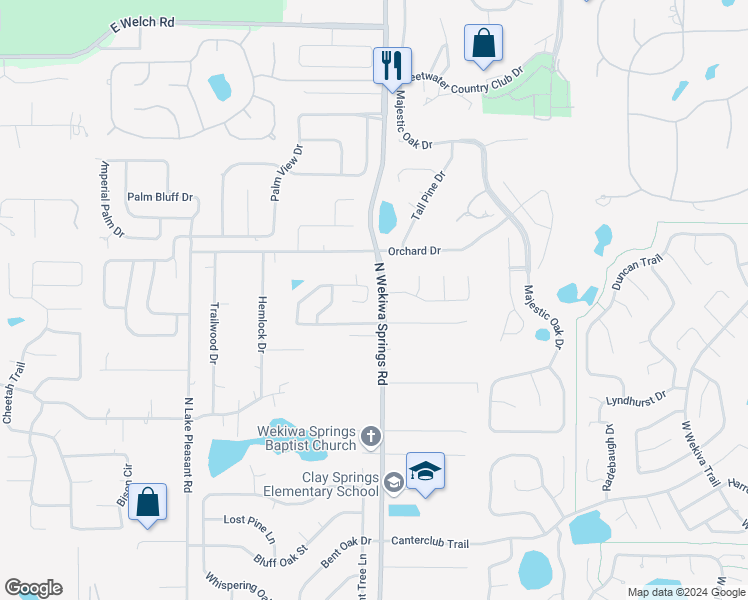 map of restaurants, bars, coffee shops, grocery stores, and more near 2030 Majestic Woods Boulevard in Apopka