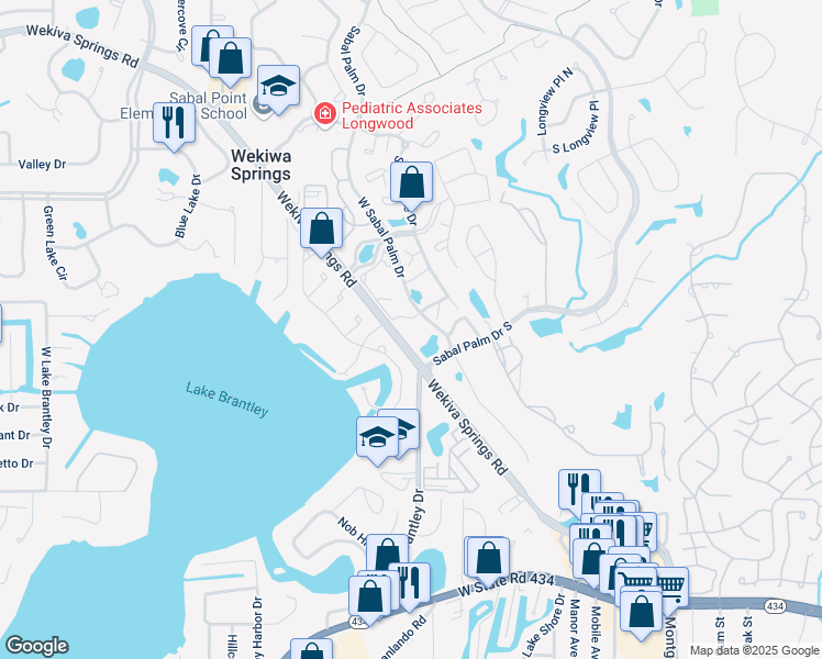 map of restaurants, bars, coffee shops, grocery stores, and more near 470 South Pin Oak Place in Longwood