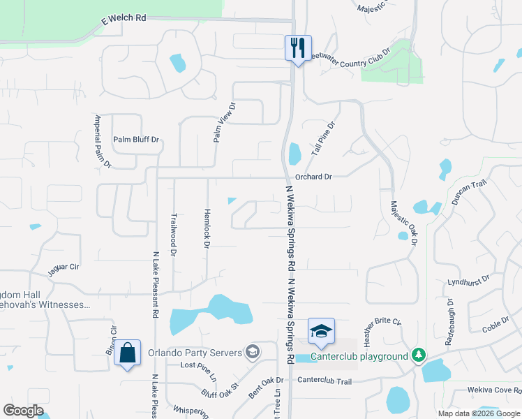 map of restaurants, bars, coffee shops, grocery stores, and more near 2000 Majestic Woods Boulevard in Apopka
