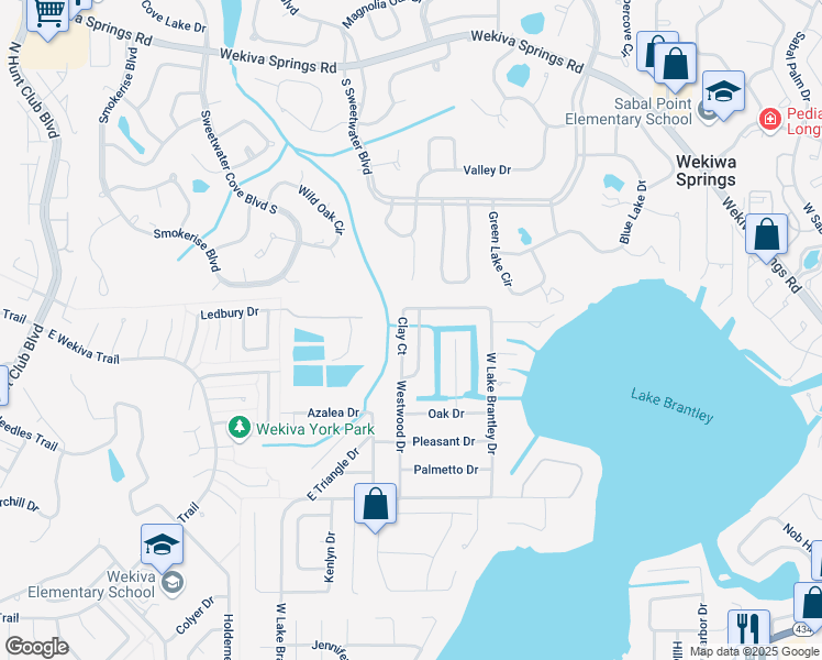 map of restaurants, bars, coffee shops, grocery stores, and more near 2401 Clay Court in Longwood