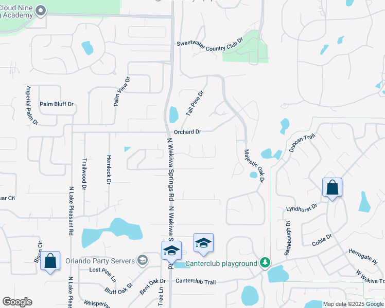 map of restaurants, bars, coffee shops, grocery stores, and more near 2306 Ridgeside Road in Apopka