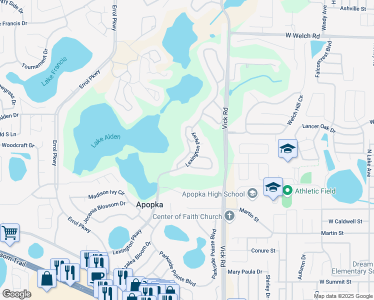 map of restaurants, bars, coffee shops, grocery stores, and more near 920 Loch Carron Drive in Apopka