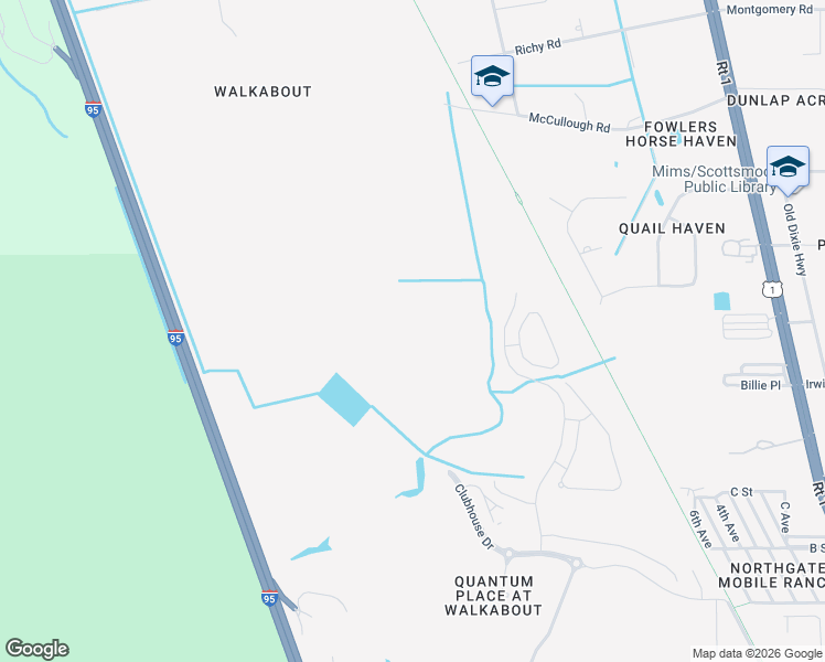 map of restaurants, bars, coffee shops, grocery stores, and more near Sanctuary Drive in Mims