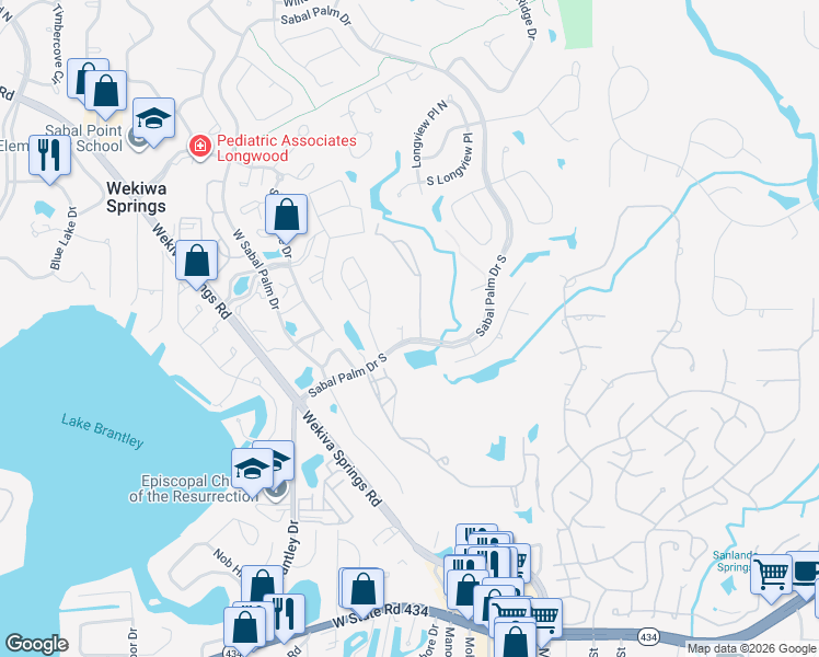 map of restaurants, bars, coffee shops, grocery stores, and more near 400 Summit Ridge Place in Longwood