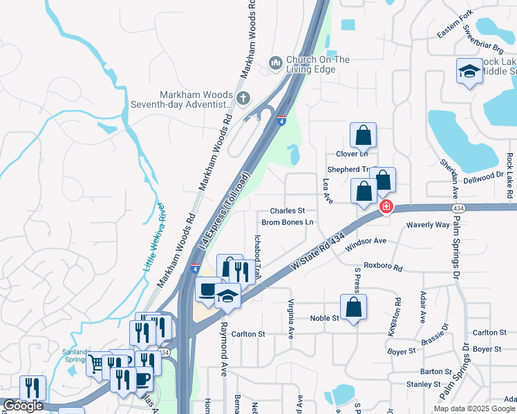map of restaurants, bars, coffee shops, grocery stores, and more near 132 Charles Street in Longwood