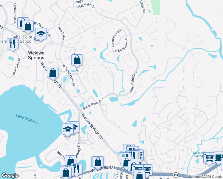 map of restaurants, bars, coffee shops, grocery stores, and more near 400 Summit Ridge Place in Longwood