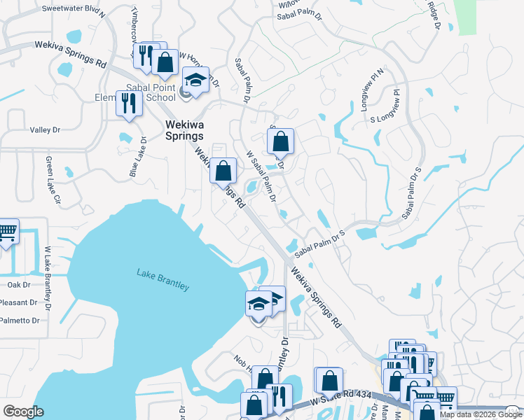 map of restaurants, bars, coffee shops, grocery stores, and more near Unnamed Road in Wekiwa Springs