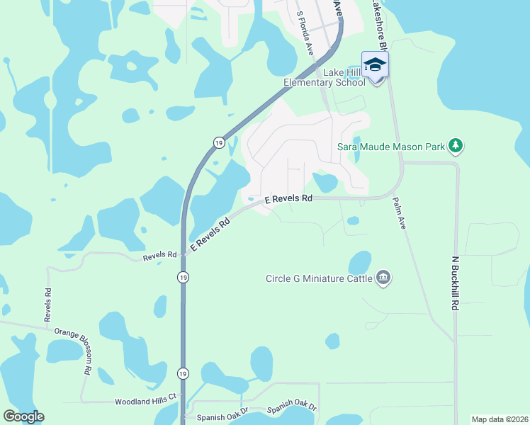 map of restaurants, bars, coffee shops, grocery stores, and more near 10720 East Revels Road in Howey-in-the-Hills