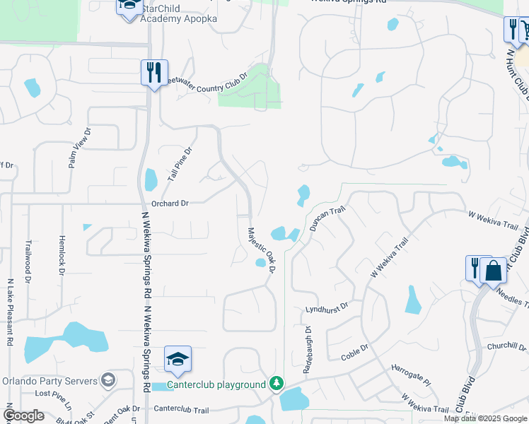 map of restaurants, bars, coffee shops, grocery stores, and more near 2751 Orchard Drive in Apopka