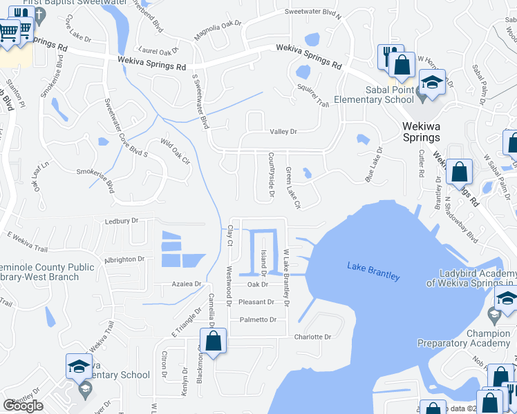 map of restaurants, bars, coffee shops, grocery stores, and more near 120 Countryside Drive in Longwood