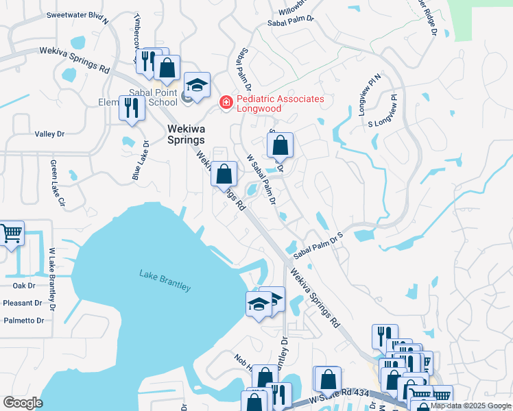 map of restaurants, bars, coffee shops, grocery stores, and more near 490 North Pin Oak Place in Longwood