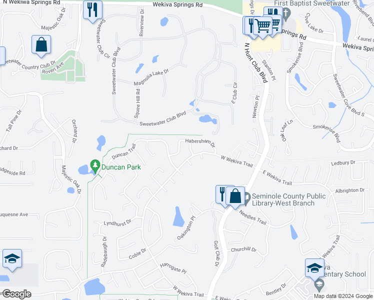 map of restaurants, bars, coffee shops, grocery stores, and more near 102 Leyburn Place in Longwood