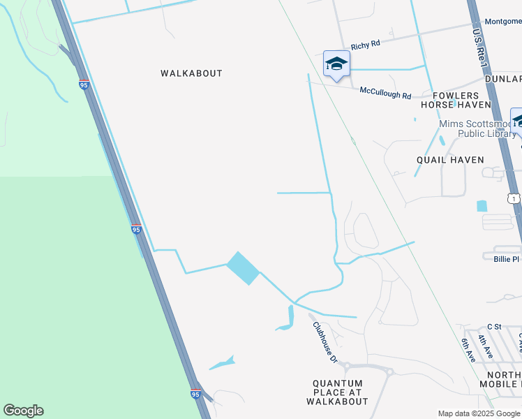 map of restaurants, bars, coffee shops, grocery stores, and more near Walkabout Way in Mims