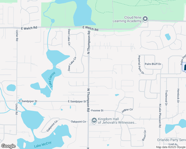 map of restaurants, bars, coffee shops, grocery stores, and more near 1225 Foxfire Drive in Apopka