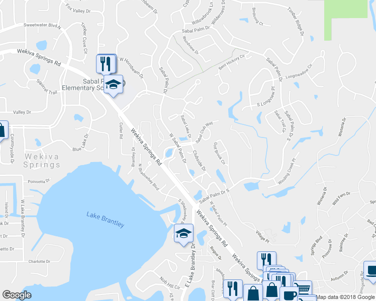 map of restaurants, bars, coffee shops, grocery stores, and more near 8105 Olympia Court in Longwood