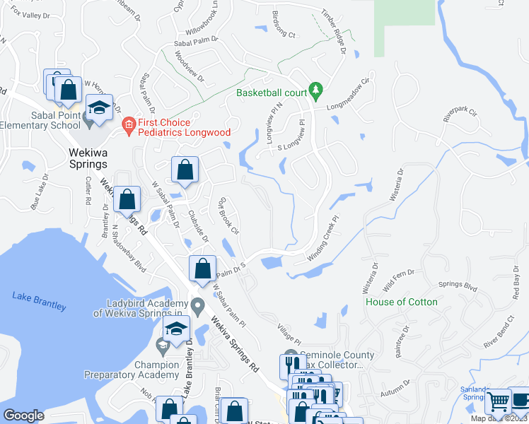 map of restaurants, bars, coffee shops, grocery stores, and more near 412 Summit Ridge Place in Longwood