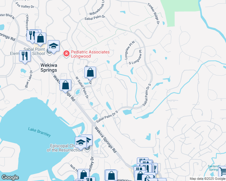 map of restaurants, bars, coffee shops, grocery stores, and more near 380 Golf Brook Circle in Longwood