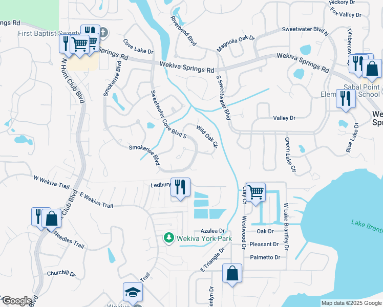 map of restaurants, bars, coffee shops, grocery stores, and more near 673 Smokerise Boulevard in Longwood