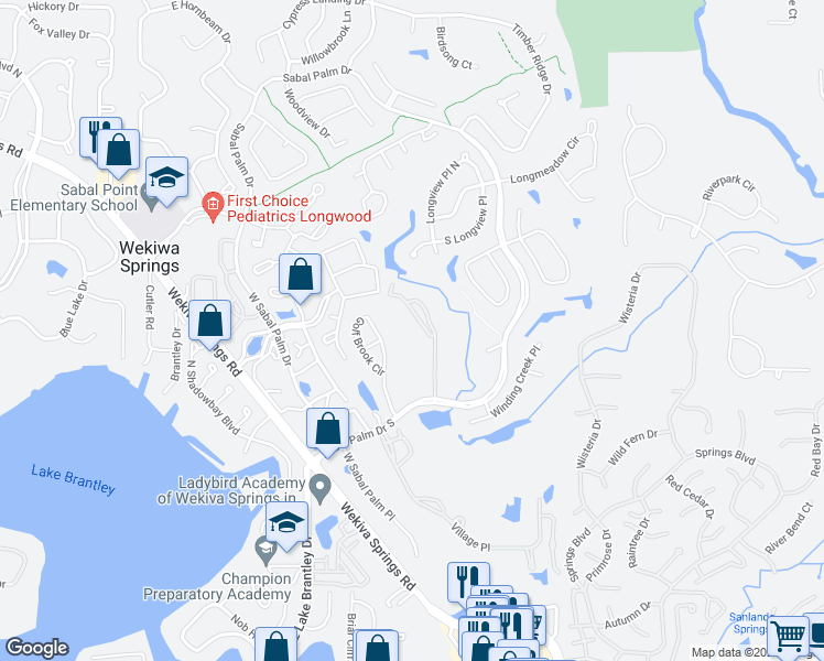 map of restaurants, bars, coffee shops, grocery stores, and more near 412 Summit Ridge Place in Longwood