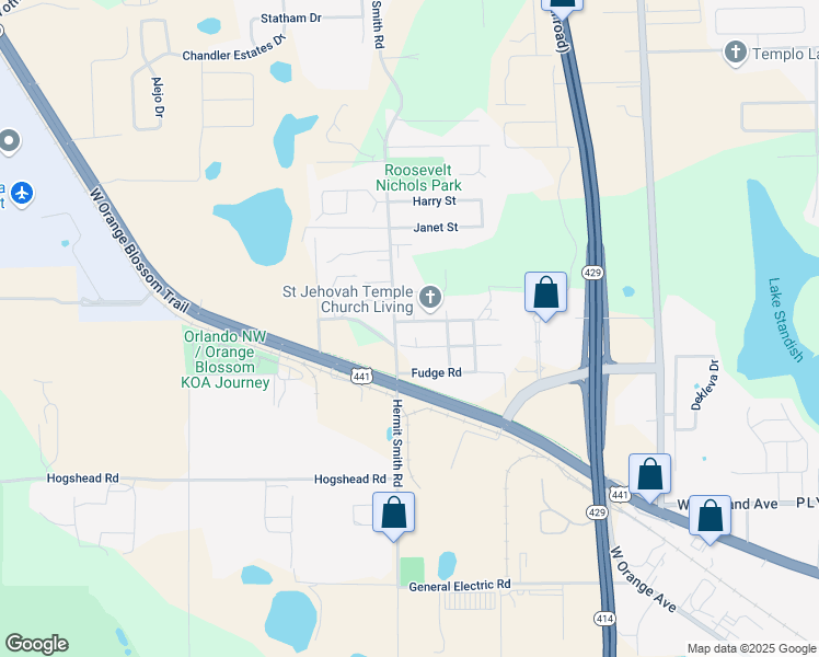 map of restaurants, bars, coffee shops, grocery stores, and more near 3460 Dew Berry Avenue in Apopka