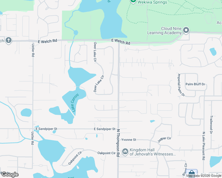 map of restaurants, bars, coffee shops, grocery stores, and more near 1265 Deer Lake Circle in Apopka