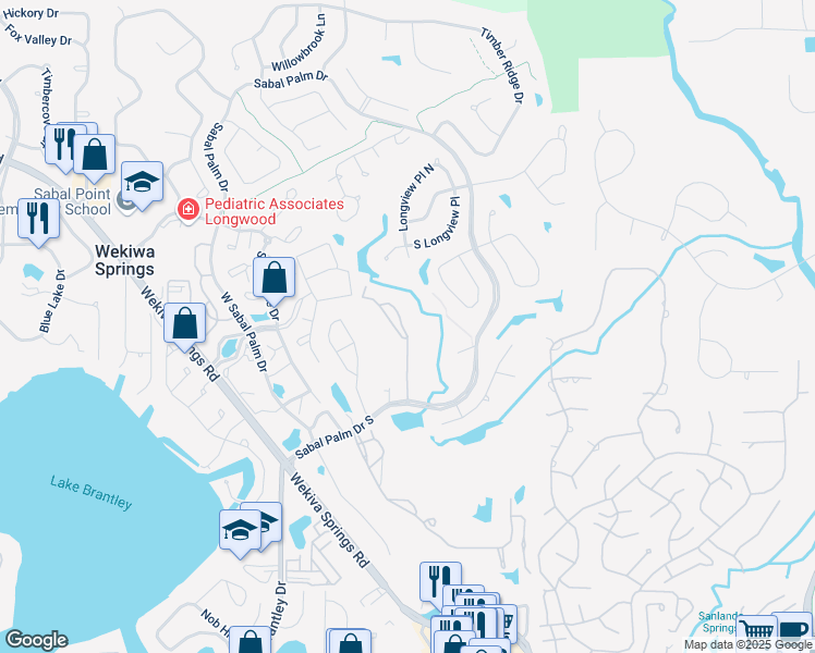 map of restaurants, bars, coffee shops, grocery stores, and more near 413 Summit Ridge Place in Longwood