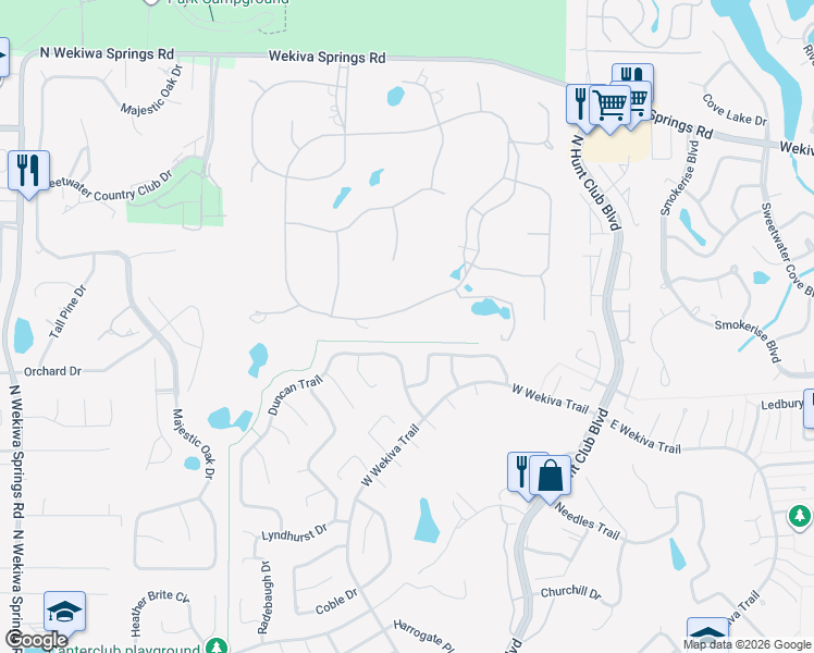 map of restaurants, bars, coffee shops, grocery stores, and more near 808 Sweetwater Club Boulevard in Longwood