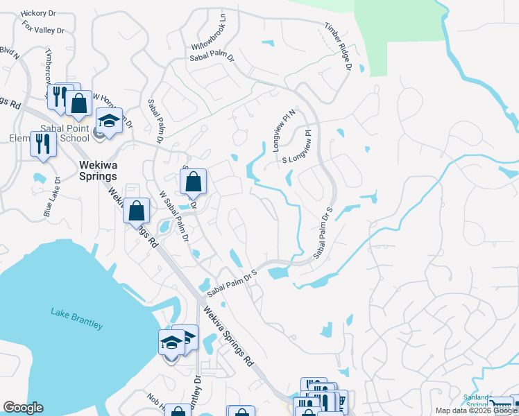 map of restaurants, bars, coffee shops, grocery stores, and more near 380 Golf Brook Circle in Longwood
