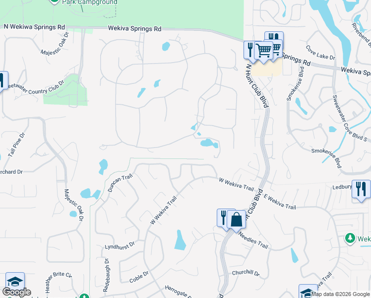 map of restaurants, bars, coffee shops, grocery stores, and more near 131 Habersham Drive in Longwood