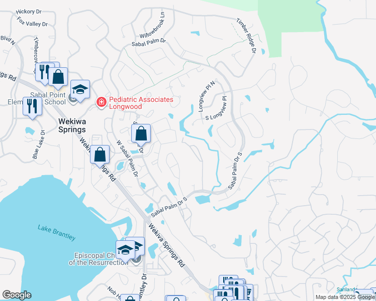 map of restaurants, bars, coffee shops, grocery stores, and more near 416 Summit Ridge Place in Longwood