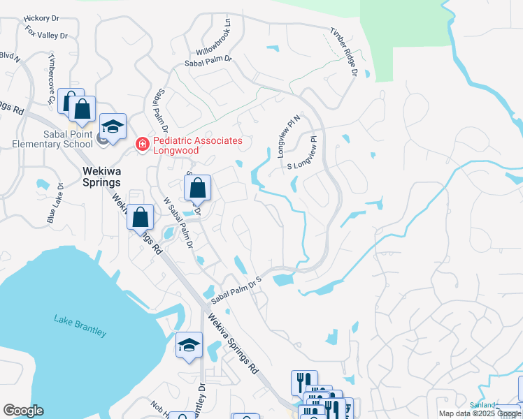 map of restaurants, bars, coffee shops, grocery stores, and more near 420 Summit Ridge Place in Longwood