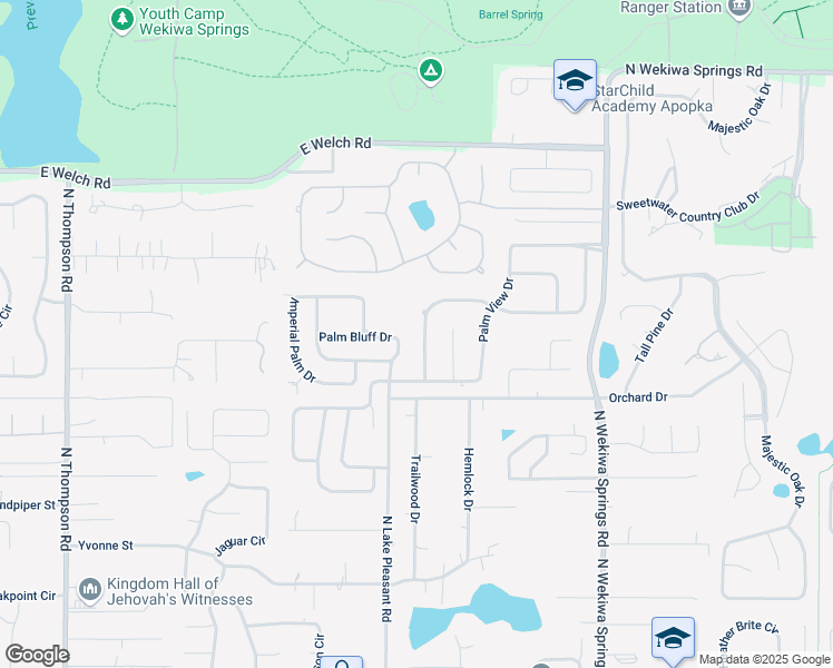 map of restaurants, bars, coffee shops, grocery stores, and more near 1949 Palm Vista Drive in Apopka