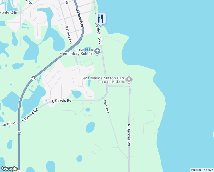 map of restaurants, bars, coffee shops, grocery stores, and more near 909 South Lakeshore Boulevard in Howey-in-the-Hills
