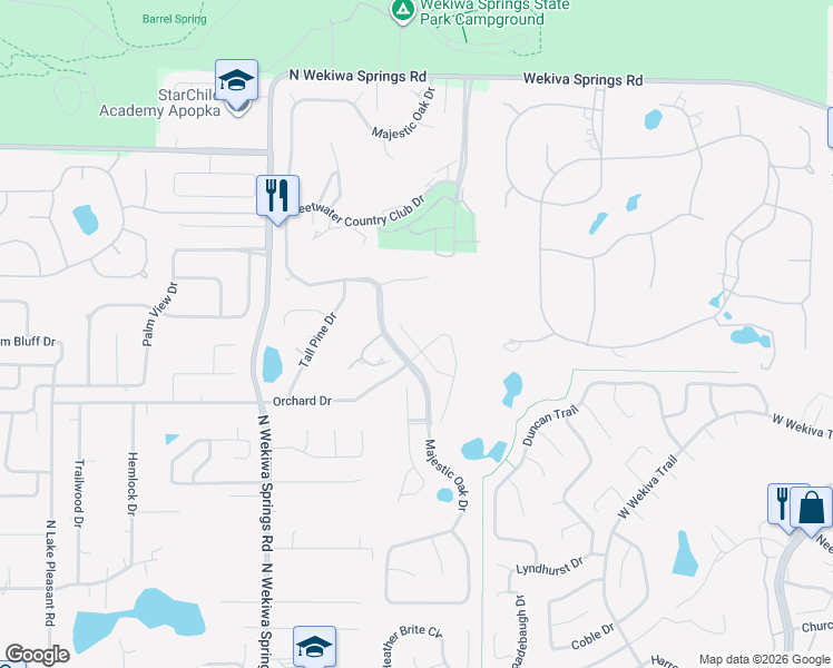 map of restaurants, bars, coffee shops, grocery stores, and more near 1141 Sweet Heather Lane in Apopka