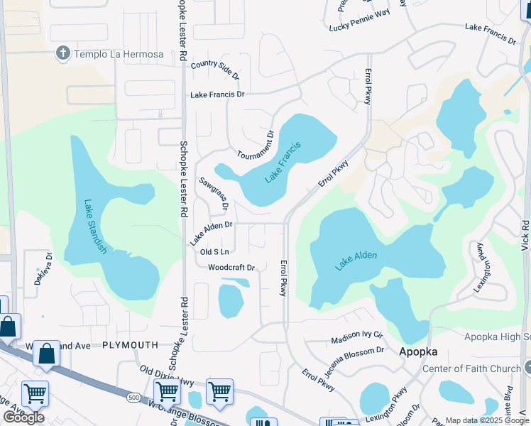 map of restaurants, bars, coffee shops, grocery stores, and more near 1354 Chebon Court in Apopka