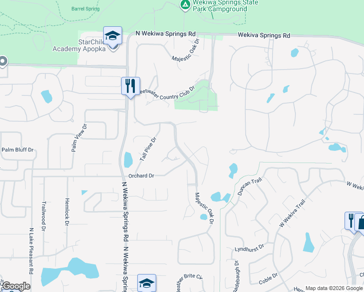 map of restaurants, bars, coffee shops, grocery stores, and more near 2484 Vía Genova in Apopka