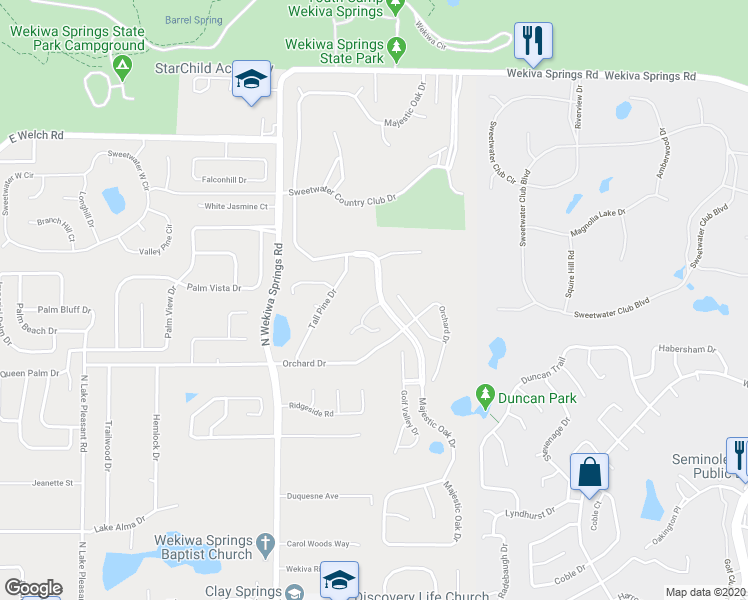 map of restaurants, bars, coffee shops, grocery stores, and more near 2484 Vía Genova in Apopka